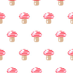 Seamless pattern with abstract cartoon mushrooms.