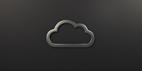 Silver Cloud Logo. on black background 3D Rendering Illustration