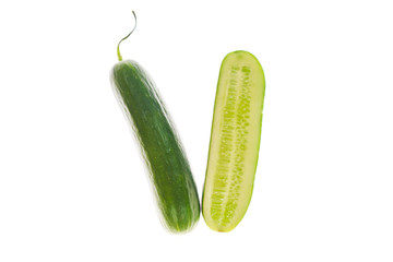 cucumber with a slice on white background
