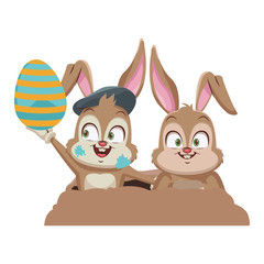 Rabbits couple cartoon