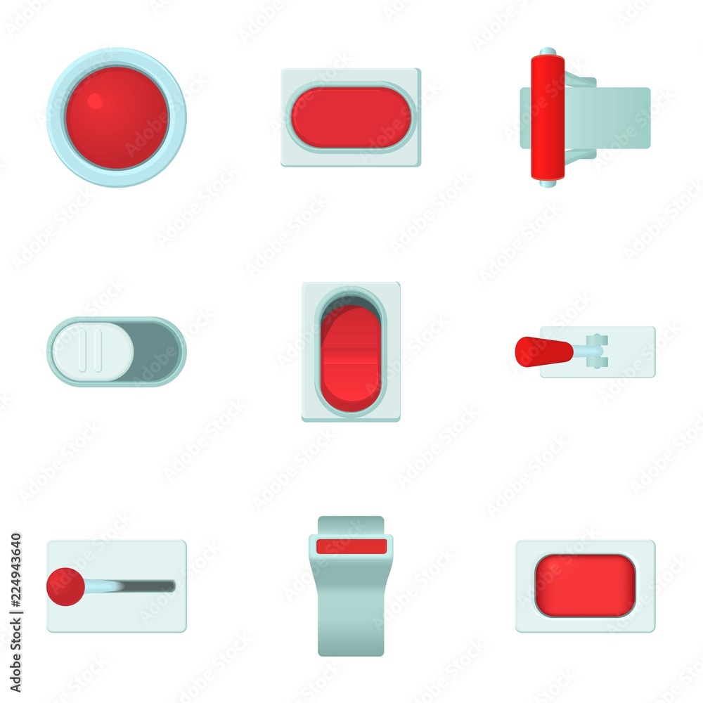 Poster button icons set. cartoon illustration of 9 button vector icons for web