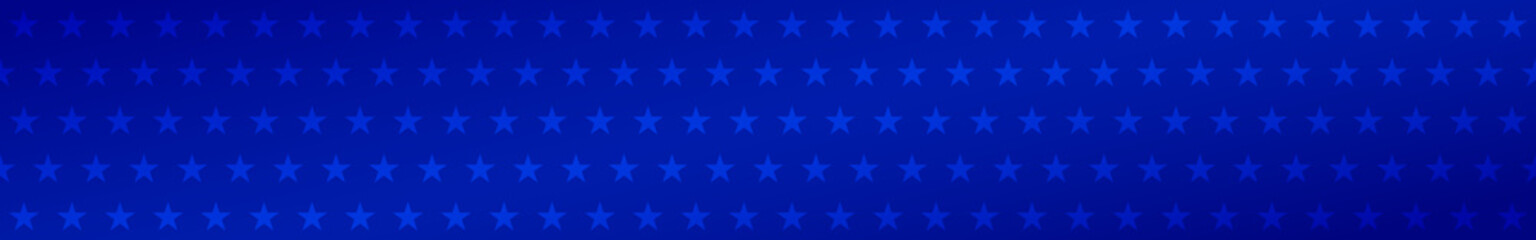 Abstract horizontal banner of small stars on blue background
