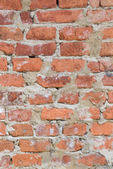 Closeup of vintage red brick wall texture grunge background. can be used for interior design. Abstract web banner