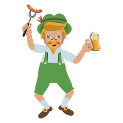 Bavarian man with sausage and beer