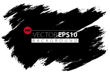 Vector hand drawn ink brush stain. Monochrome painted stroke. Painted by brush black stain. Monochrome artistic backdrop. One color grungy background.