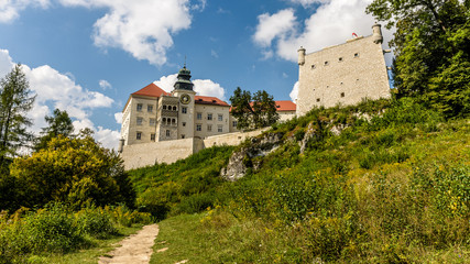 Fototapeta na wymiar Medieval castle Pieskowa Skala near Krakow built on inaccessible rocks.Poland.