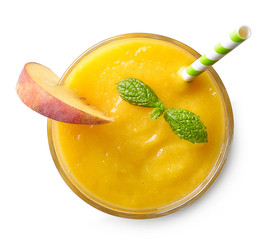 Glass of peach smoothie