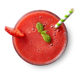 Glass of strawberry smoothie