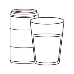 Soda can and water glass