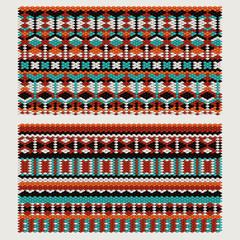 Ethnic patterns on the knitted fabric. Vector stylization - obrazy, fototapety, plakaty