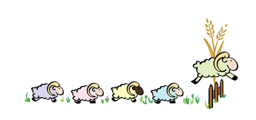 Obraz premium Rams Running to and jumping over a Fence - border