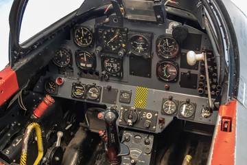 Inside cockpit instrumentation, flight, plane, closeup