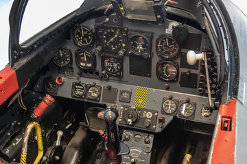 Inside cockpit instrumentation, flight, plane, closeup