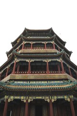 Fototapeta premium Bottom view of the Tower of Buddhist Incense in Summer Palace - Beijing, China.