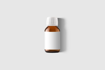 Amber Supplement Bottle & Box Mockup on light grey background. Mockup template ready for your design. 