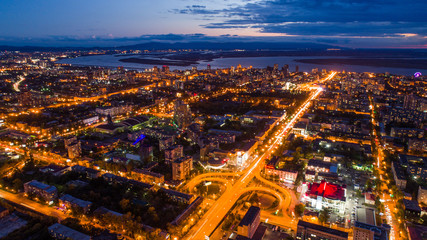 Fototapeta na wymiar Khabarovsk street Leningrad, road junction, top view. taken by drone.