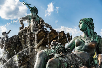 The Neptune Fountain in Berlin, or Neptunbrunnen, designed by Reinhold Begas. Located between the...
