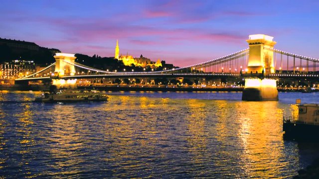 Chain bridge in Budapest at sunset 1