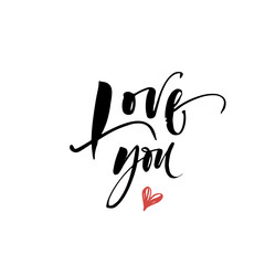 Love you hand drawn lettering. Modern brush calligraphy. Vector illustration.