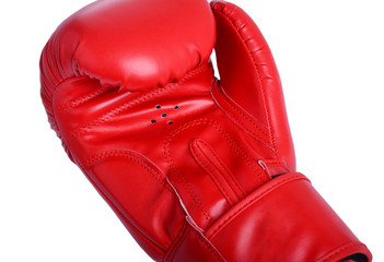 one black boxing mitts on a white background
