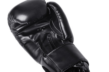 one black boxing mitts on a white background