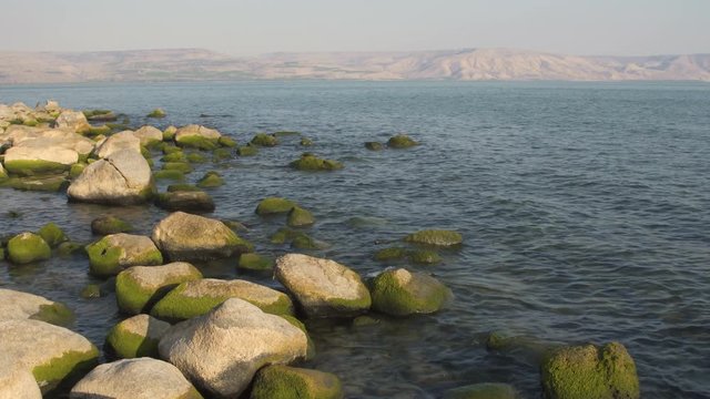 View of  The Sea of Galilee lake Kinneret  or Lake Tiberias is a big freshwater lowest lake from  underground springs, in northeast Israel