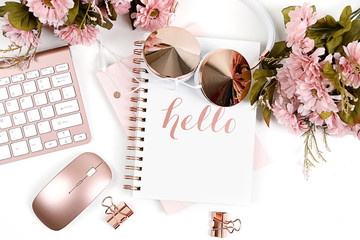 Rose Gold Styled Desktop on White