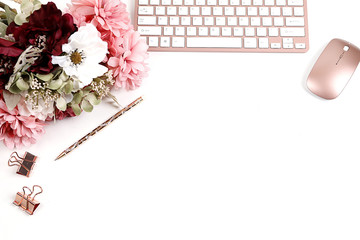 Rose Gold Styled Desktop on White