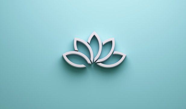 Fototapeta Nice Lotus Flower in Light Blue Background. 3D Render Illustration