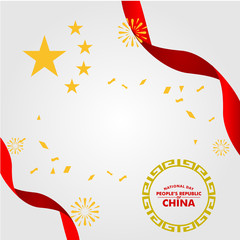 Obraz premium Happy National Day People's Republic of China Vector Template Design Illustration