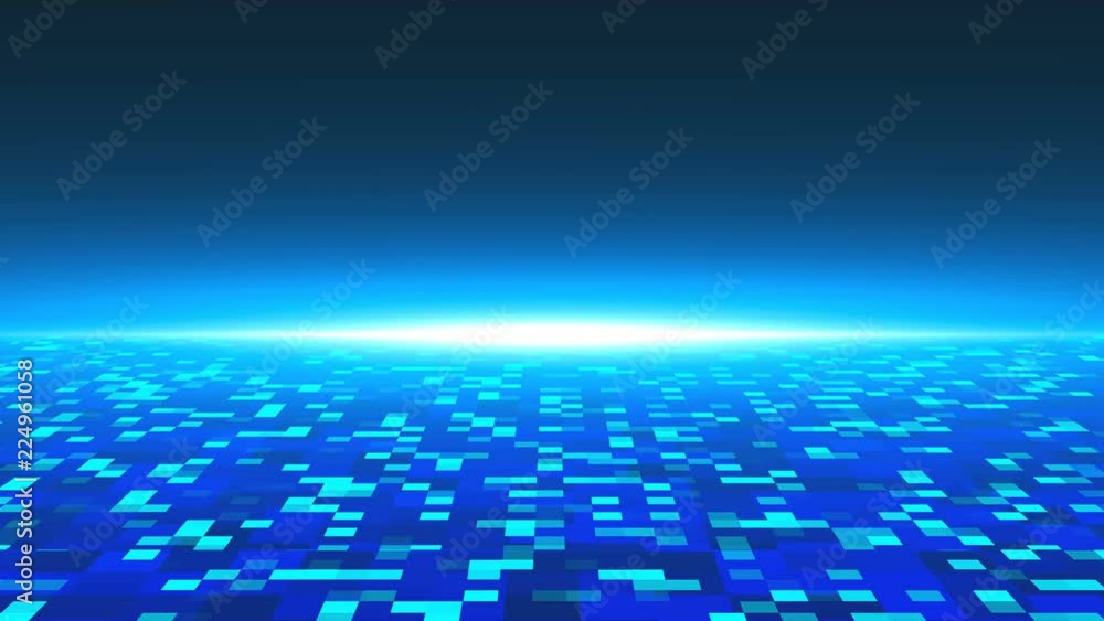Poster 3d technology background with surface with squares and lighting horizon, 3d rendering for science or