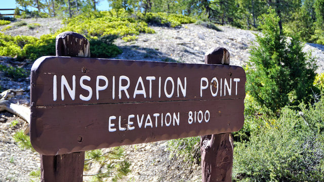 Inspiration Point Sign, Bryce Canyon National Park Hiking Trail
