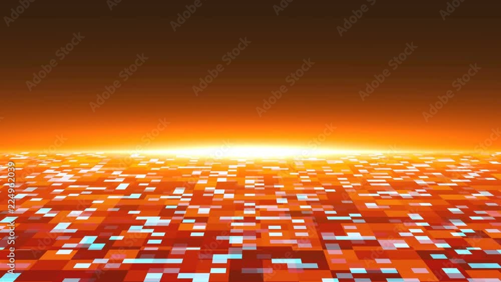Poster 3d technology background with surface with squares and lighting horizon, 3d rendering for science or