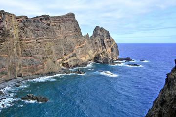 Fototapeta na wymiar Coastal cliffs at Ponta de Sao Lourenco peninsula, Madeira island, Portugal