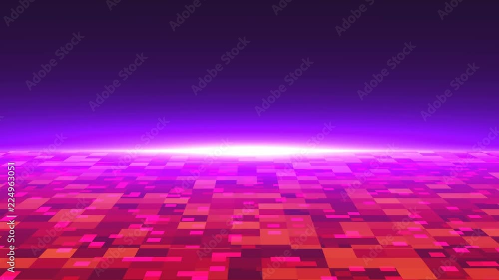 Poster 3d technology background with surface with squares and lighting horizon, 3d rendering for science or