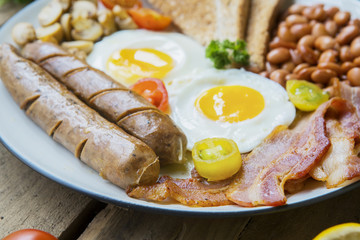 Delicious breakfast served on the table