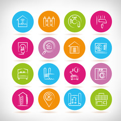 smart home and home automation icons in colorful buttons