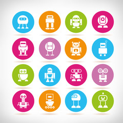 robot icons in colorful buttons