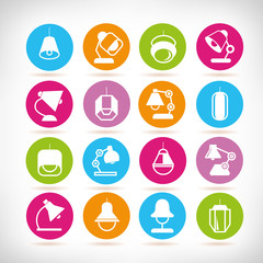 lamp icons in colorful buttons