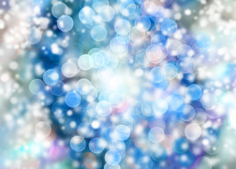 Obraz na płótnie Canvas blue abstract bokeh with snow, Christmas and new year theme background.
