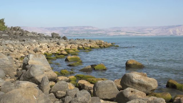 View of  The Sea of Galilee lake Kinneret  or Lake Tiberias is a big freshwater lowest lake from  underground springs, in northeast Israel