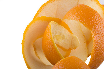 orange peel on white background