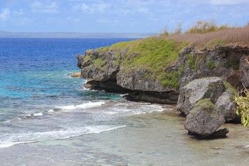 Beautiful and scenic cliff lines at Ladder Beach, Saipan 