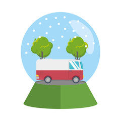 van vehicle with snow sphere