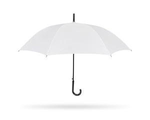Blank umbrella isolated on white background. Portable parasol for protection sun and rain. Clipping...