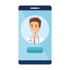 medical doctor in smartphone avatar character