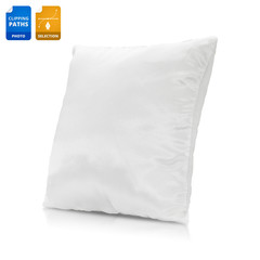 Blank pillow isolated on white background. Empty cushion for your design. Clipping paths object.