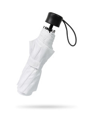 Blank umbrella isolated on white background. Portable parasol for protection sun and rain. Clipping paths object.