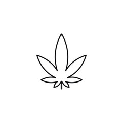 Marijuana leaf vector line art icon black on white background cannabis industry business symbols