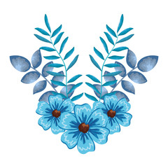 flowers and leafs decorative icon